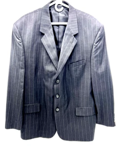 George Blazer Jacket Men’s Size 48R Black Striped Jacket Sport Coat Classic - Picture 1 of 14