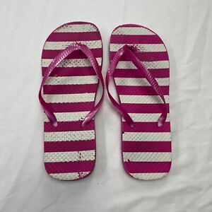 Unbranded Flip Flops Sandals Womens 5/6 Small Pink White Striped Thongs EU 36