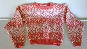 Retro Boys/Girls/Unisex Sweater, Size 4 ??, Orange and White, Pullover - Picture 1 of 2