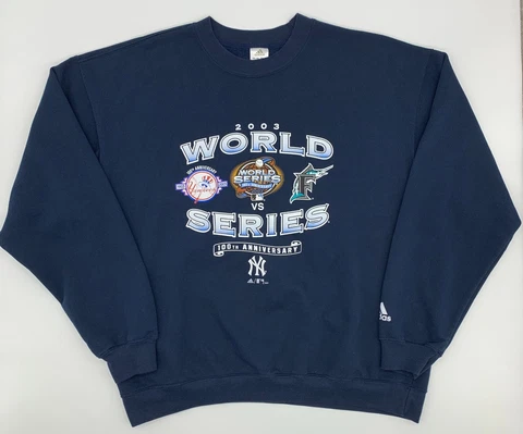 VTG Adidas 2003 World Series New York Yankees Florida Marlins Sweatshirt Sz M Cover