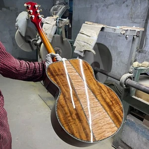 43 Inch Cherry Red Solid Spruce Acoustic Guitar Abalone Inlays Maple Koa Back - Picture 1 of 2