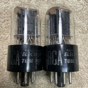MATCHED PAIR RCA 6SN7GT AUDIO VACUUM TUBES TESTED VINTAGE BLACK PLATES A924.C - Picture 1 of 3