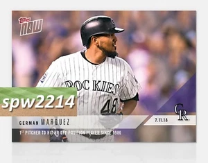 2018 Topps Now German Marquez #449 Hit HR off Position Player - Picture 1 of 1