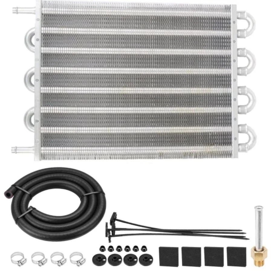 Kit convertidor radiador enfriador de aceite de transmisión remota universal de aluminio de 8 filas Foto 1 de 4