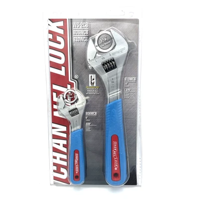 Channellock Tools WS-2CB 2pc 6” & 10” Adjustable Wrench Set Chrome, CODE BLUE® - Image 1 of 4