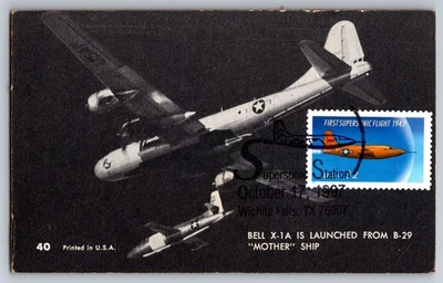 #3173 First Supersonic Flight Bell X-1A Maxi Card w/Pictorial Cancel! - Image 1 of 2