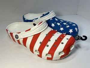 Crocs American Flag Clog Size M9 W11 Red White Blue USA Stars Stripes NEW Read - Picture 1 of 11