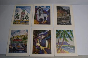 6 Vintage Princess Cruises Paintings Hawaii Mexico Collectible Menus 1973 - Picture 1 of 14