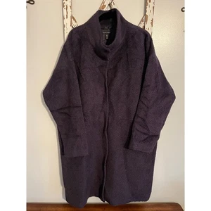 Eileen Fisher Womens XL Nocturne Sheared Suri Alpaca Wool Stand Collar Coat $698 - Picture 1 of 9