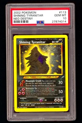 Shining Tyranitar Holo Pokemon Card Neo Destiny 13/105 ARK BGS PSA 10 - Image 1 of 2