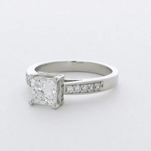 ANILLO DE ACENTO HALO DE PLATINO DE 4 PUNTAS CORTE PRINCESA E/VVS1 DIAMANTE CREADO EN LABORATORIO 1,5 QUILATES - Imagen 1 de 3