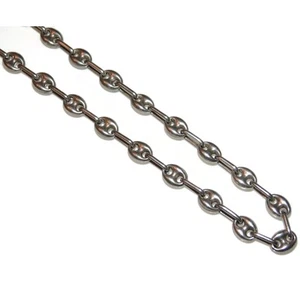 Unisex Vintage Estate Sterling Silver Puffy Bean Mariner Chain 17.5" Necklace - Imagen 1 de 4