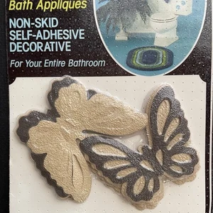Vintage Brown Butterfly Bath Shower No Skid Appliqués 1970s Bathroom Decor MCM - Picture 1 of 2