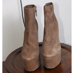Sam Edelman Plataforma Botines Tacón Grueso Gamuza Cuero Tostado Coco 10 - Imagen 1 de 9