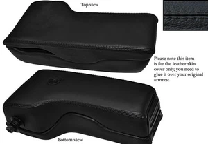 CUBIERTA DE PIEL REPOSABRAZOS DE CUERO CON COSTURAS NEGRAS PARA AUDI A6 1995-1998 PERSONALIZADA NUEVA - Imagen 1 de 2