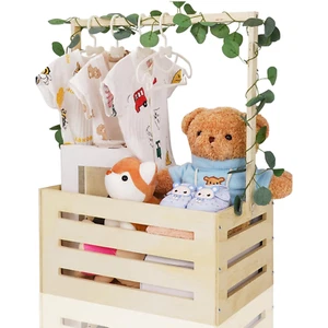 Wooden Baby Shower Crate Closet Handle Box Welcome Personalized Gifts Newborn - Picture 1 of 1