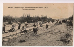 Rusia - Transsib - Construyendo el ferrocarril - Postal antigua - Imagen 1 de 2