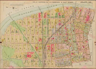 1909 East Newark Harrison Hudson County Nueva Jersey Passaic River-7th Atlas Mapa Foto 1 de 3