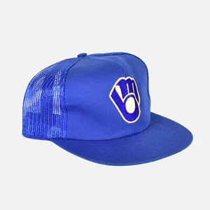 Vintage Milwaukee Brewers 80's Athletic Logo Trucker Twins MLB Snapback Hat Cap - Picture 1 of 5