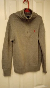 Polo Ralph Lauren Sweater Boys 1/4 Zip Sz (S) 8 Gray 100% Cotton Pullover  - Picture 1 of 7