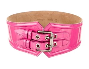 Authentic Burberry Prorsum Pink Patent Leather Waist Belt Barbie 70cm 28 In - Picture 1 of 5