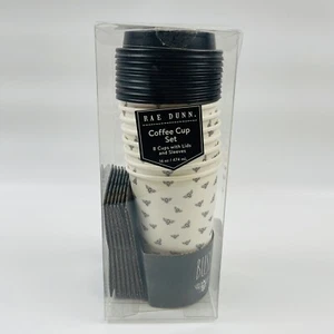 Rae Dunn Busy Bee Disposable Travel 16 oz Cups. 8 Cups with Lids and Sleeves - Picture 1 of 4