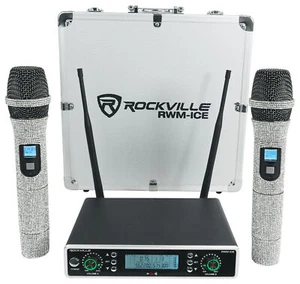 Rockville RWM-ICE Dual UHF 100 Chan. Sistema de micrófono inalámbrico de mano Diamond - Imagen 1 de 10