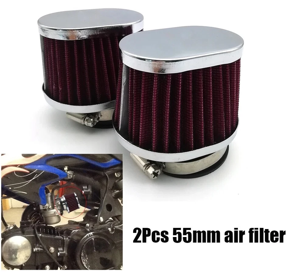 2 Pcs Motorcycle Engine Filter Air Filters For Motocross Carburetor Cleaner 55mm - Image 1 of 4