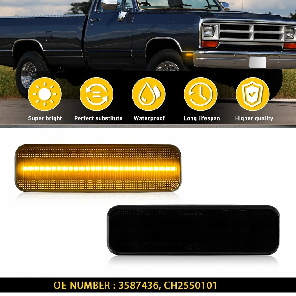 2x Luz de señalización delantera lateral para camioneta Dodge 1981-1993 D150 D250 W250 Ramcharger Foto 1 de 4