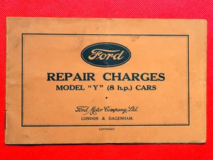 1933 FORD MODEL Y (8 H.P.) Repair Charges Handbook - Picture 1 of 11