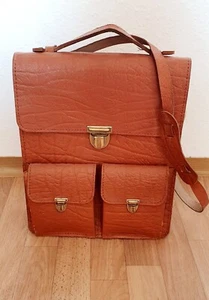 Akten Lehrer Umhängetasche Braun Tasche Leder Herren Unisex DDR Retro Vintage - Bild 1 von 7