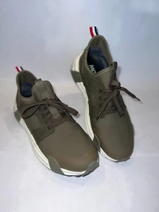 Moncler Lunarove Low Top Rubber & Leather Neoprene Sneakers in Olive- Men's 42 - Picture 1 of 10