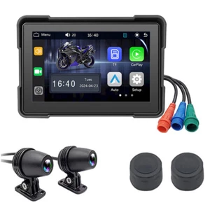 5" IPS Wireless CarPlay Motorcycle GPS Android Auto Touch Screen Camera DVR TPMS - Picture 1 of 14