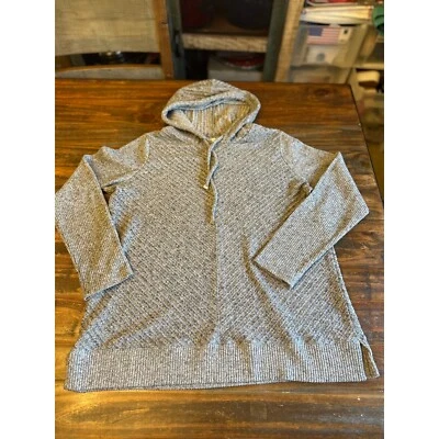 Nine West Hoodie Gray Knit Tunic Top Drawstring Pullover XL - Image 1 of 4