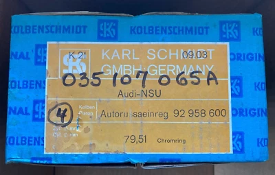 Kolbenschmidt Piston Set (4) W/ Rings & Pins -#035107065A -Fits Audi 4000 & 5000 - Image 1 of 4