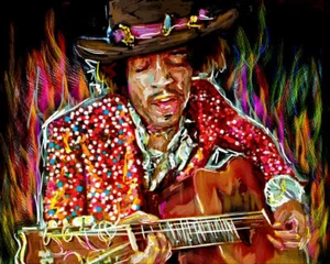Jimi Hendrix Art, Hendrix Acoustic Canvas Painting, Jimi Artwork, Hendrix Poster - Picture 1 of 8