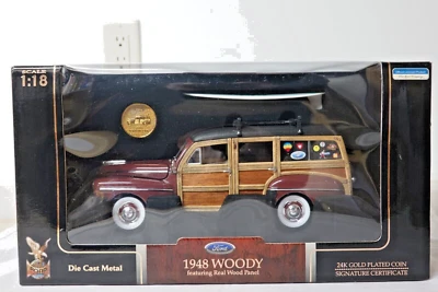 Yat Ming 20028  1948 Ford Maroon Woody Featuring Real Wood Panel  1:18 Scale - Image 1 of 4