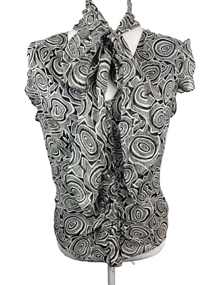 Diane Von Furstenberg 真丝皱褶纽扣前飘袖 10 码 — 第 1/4 张图片