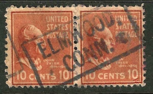ELMWOOD Box Precancel 10 Cent 1938 Washington Pair US 9B64 - Picture 1 of 2