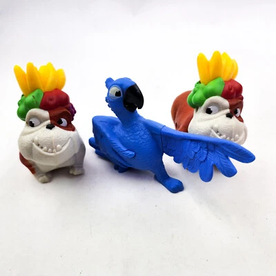 McDonalds Happy Meal Toys Rio Movie Lot Of 3 Figures Luiz & Blu Cake Toppers - Image 1 of 4