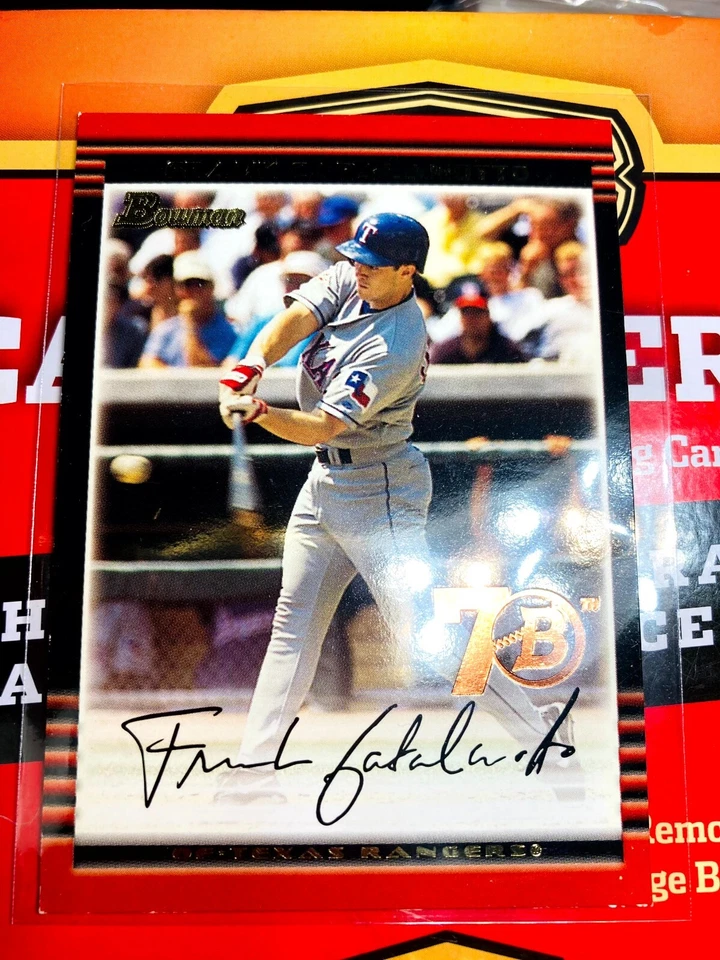 2002 Bowman Frank Catalanotto #77 Texas Rangers FOIL STAMP BUYBACK V168 RARE HTF - Image 1 of 2