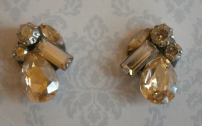 Alta Novia Novia Boda Joyería Pendientes Postes Cristales Swarovski Champagne Foto 1 de 4