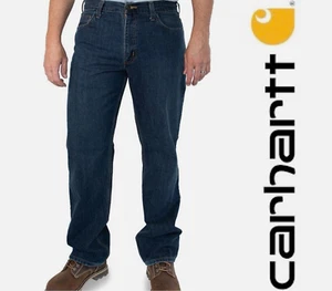 Size:40x32🔥CARHARTT Men's Relaxed Fit Holter Jeans 5-Pocket Blue Denim Workwear - Picture 1 of 15