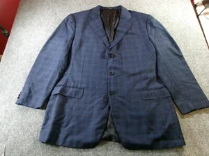 Ermenegildo Zegna Blazer Mens 58 Long Blue Windowpane Wool Sport Coat Jacket 58L - Picture 1 of 19