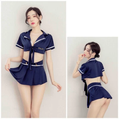 make-up dress Cosplay shirt plaid skirt tie Feminine sexy policewomen uniform - Image 1 of 3