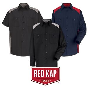 Red Kap Work Shirt Motorsport Specialty Auto Mechanic Two Tone 2 Pocket Uniform