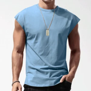 new Men Muscle Gym T-Shirt Tank Top Fitness Cap Sleeve Vest Sports Summer Casual - Picture 1 of 33