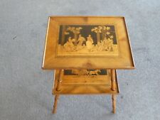 19TH C FAUX BAMBOO INLAID MARQUETRY TWO TIERED ITALIAN  SORRENTO TABLE