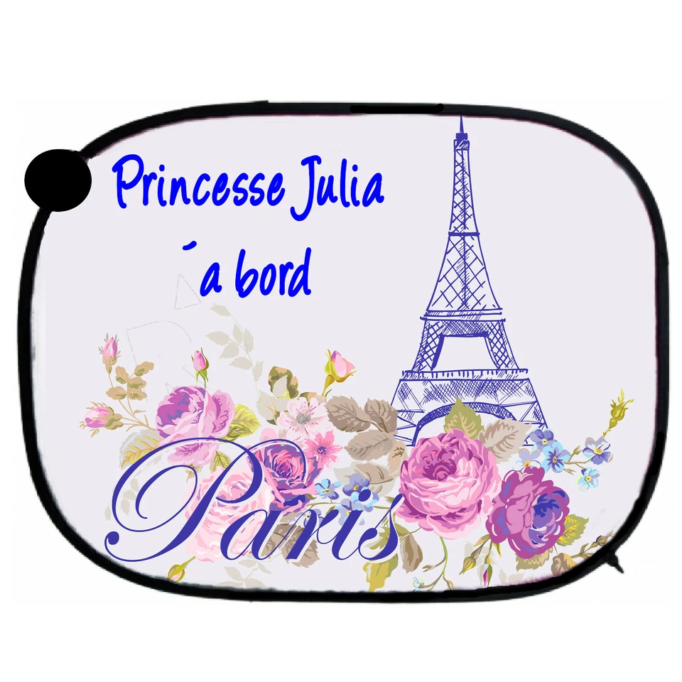 Pare soleil pour voiture paris princesse personnalisé prénom au choix réf 11 - Photo 1/1