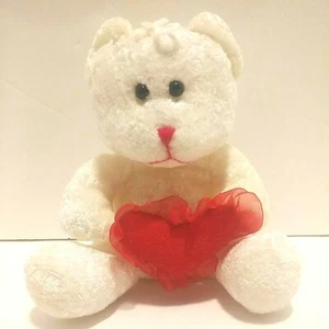 Plush Cream White Teddy Bear With Red Heart 6" Stuffed Animal Toy Valentine's - Bild 1 von 11
